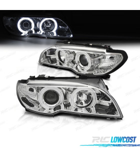 FARI BMW E46 COUPE 03-06 XENON OCCHI ANGEL CCFL FONDO CROMATO