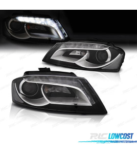 FARI PER AUDI A3 8P 08-12 TRU DRL FONDO NERO