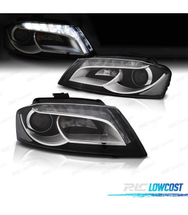 FARI PER AUDI A3 8P 08-12 TRU DRL FONDO NERO