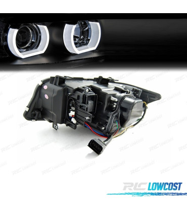 FARI BMW E90 E91 05-08 XENON ANGEL EYES U 3D LED FONDO CROMATO