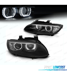 FARI BMW E92 E93 06-10 XENON ANGEL EYES LED DRL FONDO NERO
