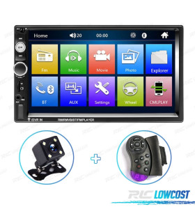 RADIO 2DIN 7" TOUCHSCREEN BLUETOOTH USB SD RETROMARCIA CAMERA