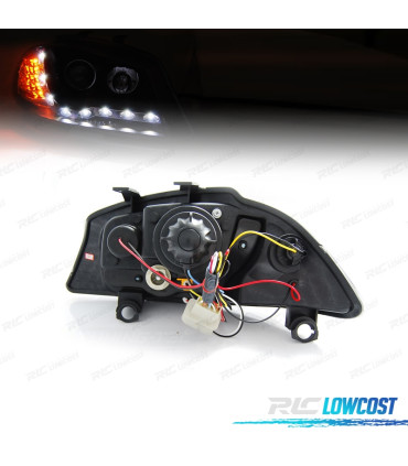 FARI SEAT IBIZA 6L 02-08 LUCE DIURNA E FRECCIA A LED FONDO NERO