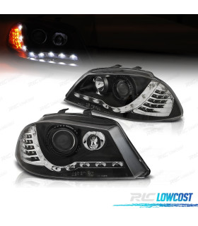 FARI SEAT IBIZA 6L 02-08 LUCE DIURNA E FRECCIA A LED FONDO NERO