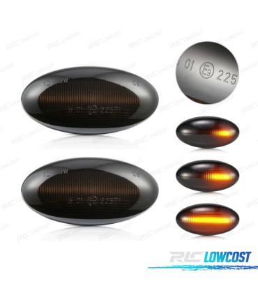 FRECCIE LATERALI A LED DINAMICI PEUGEOT 307 206 407 107 607 1007 CITROEN C1 C2 C3 C5 C6 FUMÉ
