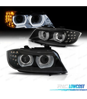 FARI XENON ANGEL EYES 3D BMW E90 E91 08-12 NERO OPACO
