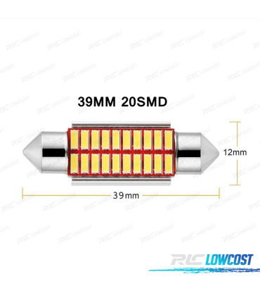 LAMPADINA LED 5W C10W SUPER LUMINOSA 4014 SMD CANBUS 39MM