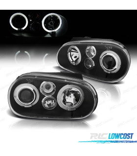 FARI VOLKSWAGEN VW GOLF IV MK4 97-03 ANGEL EYES LED LOOK R32 FONDO NERO