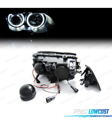 FARI BMW E46 4 PORTE 98-01 ANGEL EYES CCFL FONDO NERO H7 H7