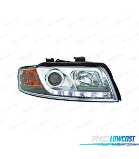 FARI CON LUCE DIURNA PER AUDI A4 BERLINA AVANT 00-04 FONDO CROMATO
