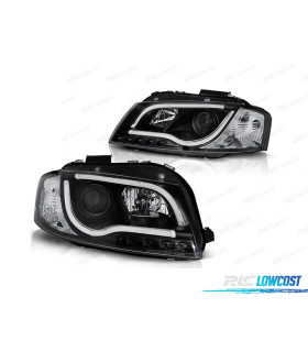 FARI AUDI A3 8P 03-08 CON DRL LED NERI
