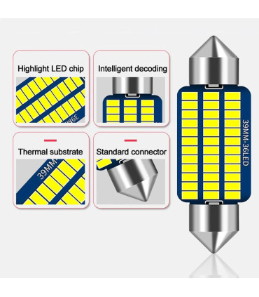 LAMPADINA LED C10W FESTOON 39MM 36LED