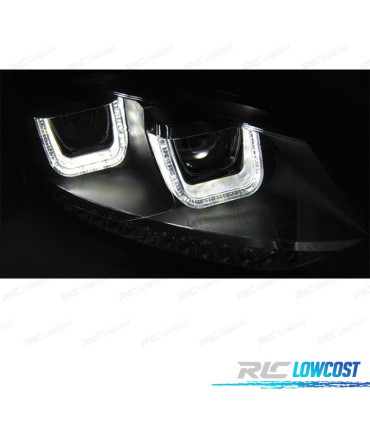 FARI LUCE DIURNA PER VOLKSWAGEN VW POLO 6R 09-14 TIPO U LED INDICATORI DINAMICI NERI