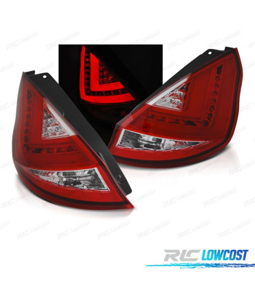 FANALI PER FORD FIESTA MK7 12- BARRE LUMINOSE ROSSO CROMATO