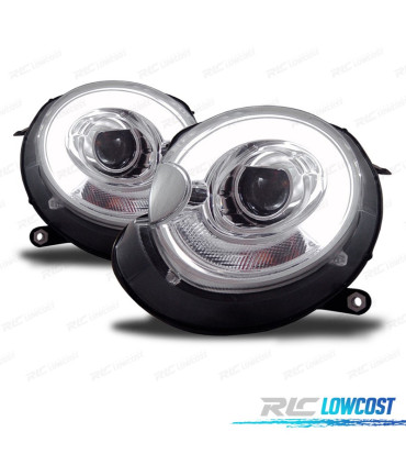 FARI PER MINI COOPER R56 R57 06-10 LUCE A TUBO FONDO CROMATO