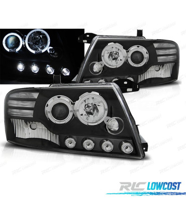 FARI PER MITSUBISHI PAJERO V60 00-06 ANGEL EYES LED NERI