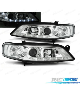 FARI PER OPEL VECTRA B 96-98 ANGEL EYES LED FONDO CROMATO