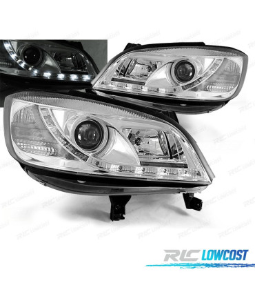FARI OPEL ZAFIRA 99-05 LUCE DIURNA A LED FONDO CROMATO