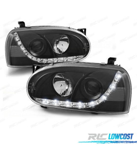 FARI VOLKSWAGEN VW GOLF MK3 91-97 LUCE DIURNA LED FONDO NERO
