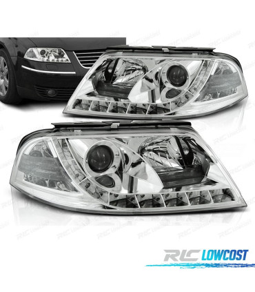 FARI PER VOLKSWAGEN VW PASSAT 3BG 00-05 FONDO CROMATO LUCE DIURNA