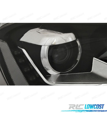 FARI VOLKSWAGEN VW PASSAT B7 10-14 LUCE DIURNA SFONDO NERO H7+H7