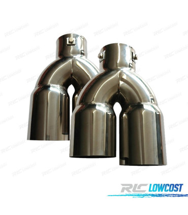 PACCO 2 TERMINALI DI SCARICO TONDI DOPPI IN ACCIAIO INOX