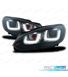 FARI PER VOLKSWAGEN VW GOLF 6 LUCE DIURNA A LED TUBE LIGHT FONDO NERO 08-12