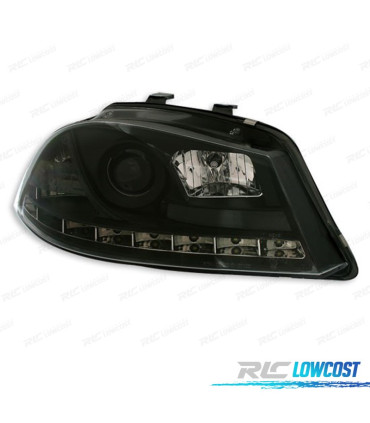 FARI PER SEAT IBIZA E CORDOBA 6L 02-08 LUCE DIURNA A LED FONDO NERO