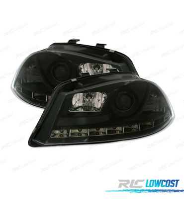 FARI PER SEAT IBIZA E CORDOBA 6L 02-08 LUCE DIURNA A LED FONDO NERO