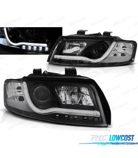 FARI AUDI A4 00-04 CON LUCI DIURNE A LED TUBOLARI NERI