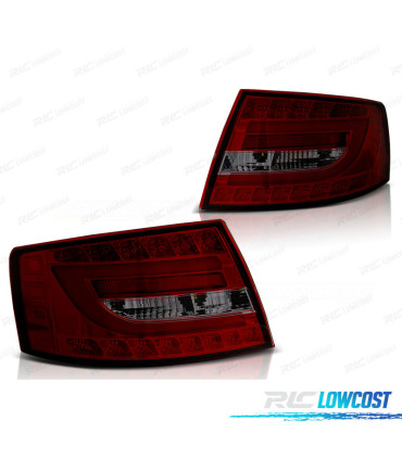 FANALI PER AUDI A6 C6 04-08 SEDAN LED ROSSO AFFUMICATO 7 PIN