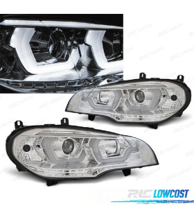 FARI PER BMW X5 E70 07-13 LED OCCHI ANGEL CROMATI
