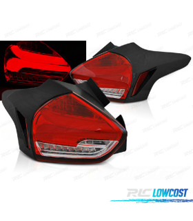 FANALI PER FORD FOCUS MK3 15-18 LED DINAMICI ROSSI CHIARI