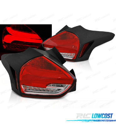 FANALI PER FORD FOCUS MK3 15-18 LED DINAMICI ROSSI CHIARI