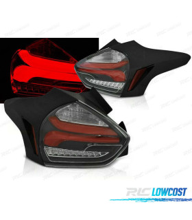 FANALI PER FORD FOCUS MK3 15-18 FULL LED DINAMICI NERO ROSSO