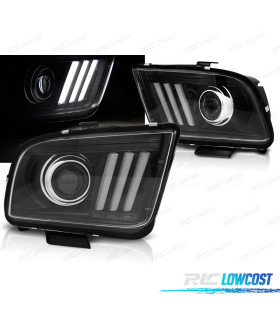 FARI PER FORD MUSTANG 04-09 TUBO LUMINOSO NERO