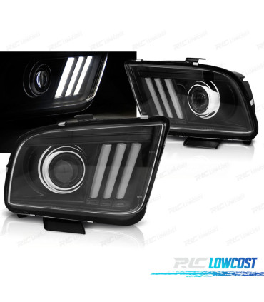 FARI PER FORD MUSTANG 04-09 TUBO LUMINOSO NERO