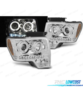 FARI PER FORD F150 08-14 ANGEL EYES LED CROMATO