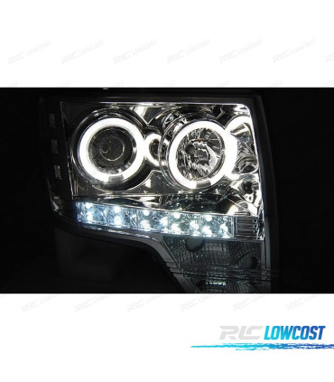 FARI PER FORD F150 08-14 ANGEL EYES LED CROMATO