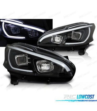 FARI PER PEUGEOT 208 12-15 TUBO LUCE LED NERI