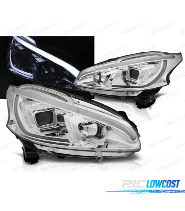 FARI PEUGEOT 208 12-15 TUBO LUCE LED CROMATO