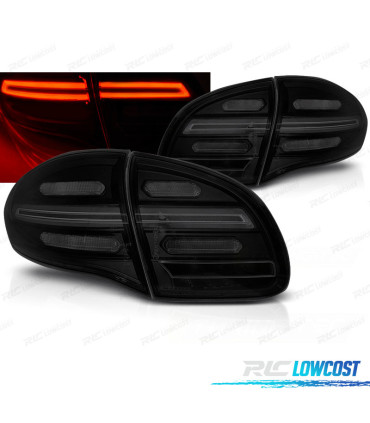 FANALI PER PORSCHE CAYENNE 10-15 A LED COMPLETI A BARRA DINAMICI NERI FUMÉ