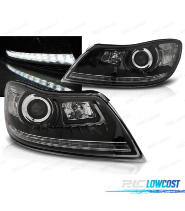 FARI PER SKODA OCTAVIA 08-13 LUCE DIURNA REALE DRL NERI