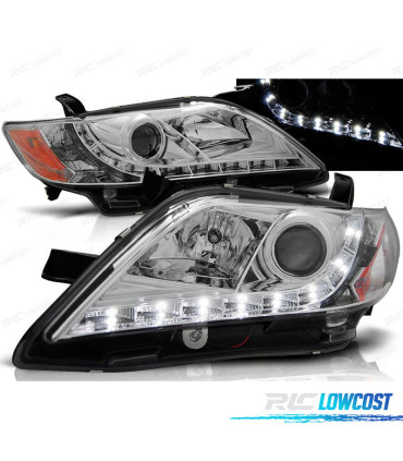 FARI PER TOYOTA CAMRY 6 XV40 06-09 LUCE DIURNA A LED CROMATA