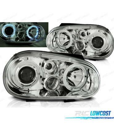 FARI PER VOLKSWAGEN VW GOLF 4 97-03 ANGEL EYES CROMATI