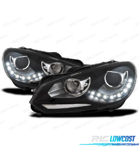 FARI VOLKSWAGEN VW GOLF MK6 08-12 FONDO NERO DRL