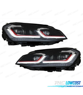 FARI VOLKSWAGEN VW GOLF 7 12-17 LOOK 7.5 GTI DRL DINAMICI ROSSI NERI
