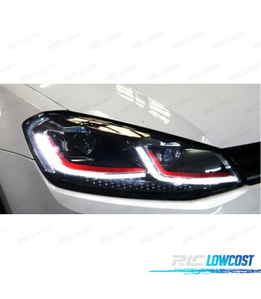 FARI VOLKSWAGEN VW GOLF 7 12-17 LOOK 7.5 GTI DRL DINAMICI ROSSI NERI