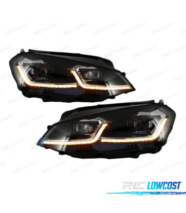 FARI VOLKSWAGEN VW GOLF 7 12-17 DRL DINAMICI NERI LOOK 7.5 R LINE