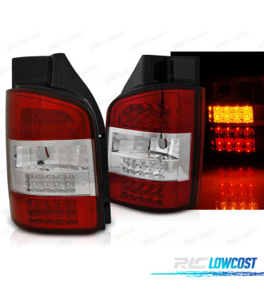 FANALI PER VOLKSWAGEN VW T5 TRANSPORTER 03-09 2P LED ROSSO CHIARO